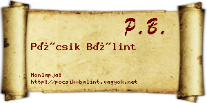 Pócsik Bálint névjegykártya